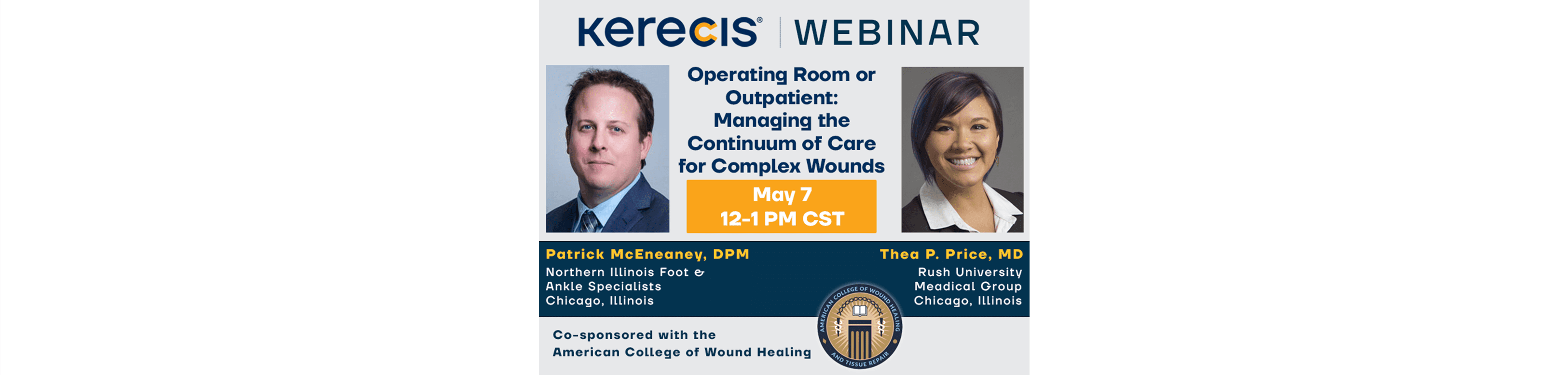 Patrick McEneaney and Thea Price in webinar hosted by Kerecis and ACWHTR